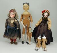 Large painted wooden peg doll, circa 1890,