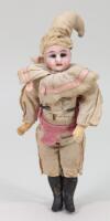 Bisque head doll in original Jester clothes, German circa 1900,