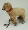 Brown mohair bear on wheels, probably Steiff, circa 1909, - 2