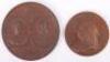 Two Copper commemorative medallions, Victoria 1837-1897 and Prince George Duke of York marriage to Princess Victoria Mary of Teck 1893 - 2