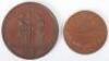 Two Copper commemorative medallions, Victoria 1837-1897 and Prince George Duke of York marriage to Princess Victoria Mary of Teck 1893 - 3