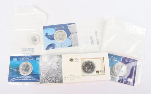 Five Britannia 1oz silver coins
