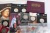 A mixed selection of coins including Cartwheel twopenny, 1918 One Rupee - 3