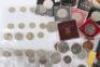 A mixed selection of coins including Cartwheel twopenny, 1918 One Rupee - 7