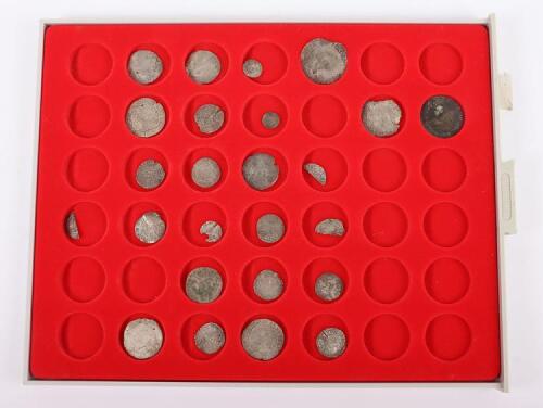 Mixed tray of hammered coinage, including James I Shilling, James I sixpence