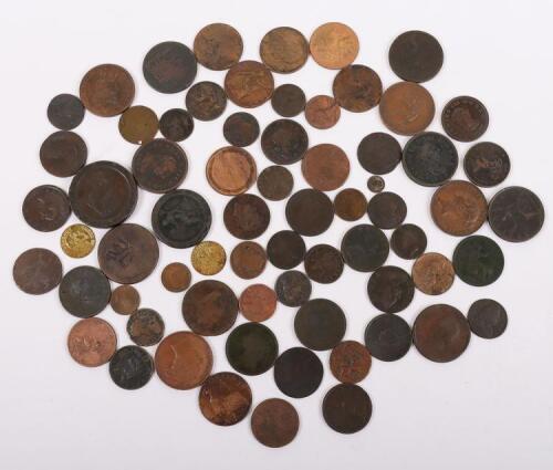 A good selection of 17th, 18th, 19th and 20th century GB copper coinage, including Charles II, William III