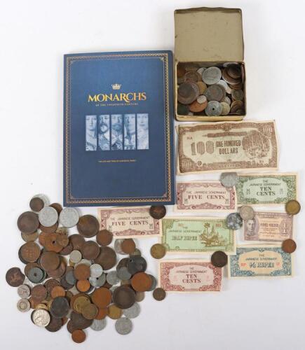 Selection of coins including William III 1696 Farthing, William IV 1837 Farthing