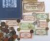Selection of coins including William III 1696 Farthing, William IV 1837 Farthing - 2