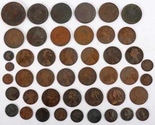 Various Georgian and Victoria copper coinage, including 1797 Cartwheel pennies and twopennies, two 1853 Pennies, 1854 Penny