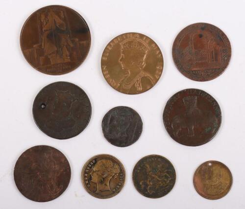 Various 18th and 19th century tokens, including 1799 Coventry Pro Bono Publico Halfpenny, 1794 Bath Token