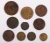 Various 18th and 19th century tokens, including 1799 Coventry Pro Bono Publico Halfpenny, 1794 Bath Token