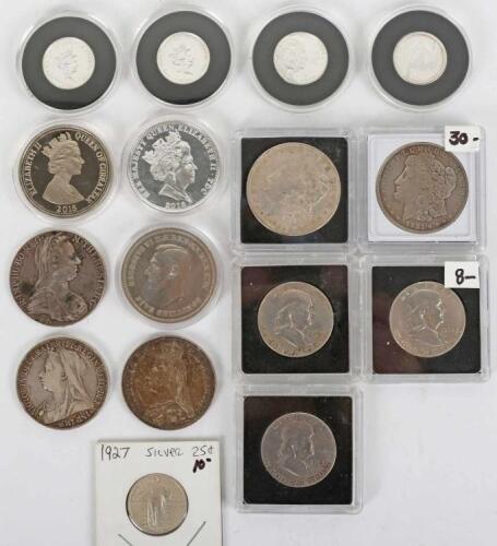 Victoria Crowns 1889 and 1894, two 1921 Dollars