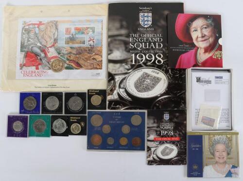 Modern coins and sets including Queen Mother memorial crown, 1996 Coin set