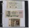 A folder of mostly German banknotes, including 1908 Reichsbanknote, 1910 1000 Reichsbanknote