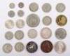 A mixed lot of coins, including 1820 enamelled Crown, Napoleon 1812 Medal, 1949 proof Five Shillings South Africa, 1921 Halfcrown