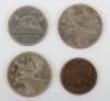 Four Canada prooflike coins, 2x1951 25 Cents, 1947 5 Cents and 1961 1 Cent