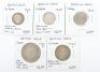 British India, George V, 1 Anna 1919, _ Rupee, 1936B, George VI, One Rupee, 1944B, Half Rupee 1945L, Quarter Rupee 1945