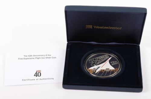 Elizabeth II, Guernsey 2009 40th anniversary of Supersonic Flight, 5oz silver coin