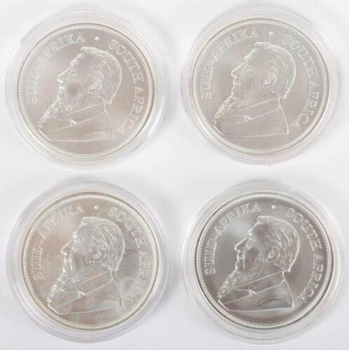 Krugerrand, four 1oz silver coins, 2019 and 2020