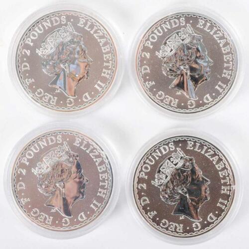 Britannia, four 1oz silver coins, 2020