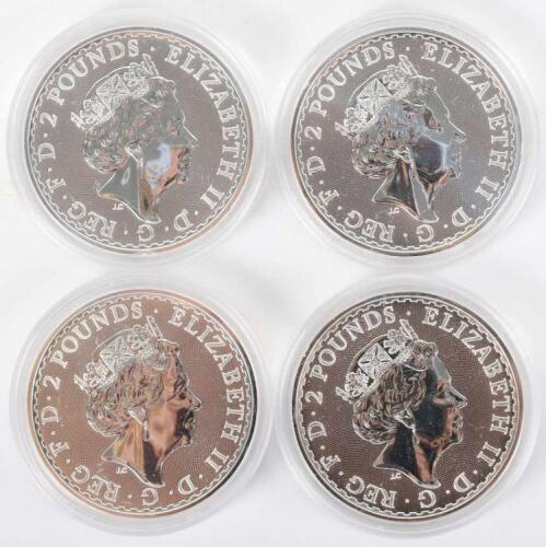 Britannia, four 1oz silver coins, 2020