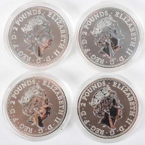 Britannia, four 1oz silver coins, 2020