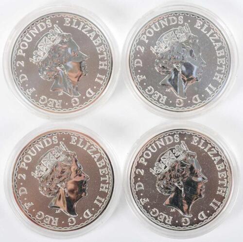 Britannia, four 1oz silver coins, 2020