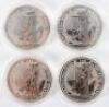 Britannia, four 1oz silver coins, 2020 - 2