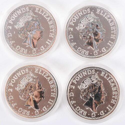 Britannia, four 1oz silver coins, 2020