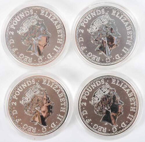 Britannia, four 1oz silver coins, 2020