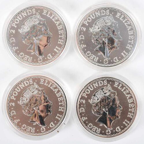 Britannia, four 1oz silver coins, 2020