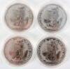 Britannia, four 1oz silver coins, 2020 - 2