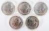 Britannia, five 1oz Silver coins, 2020 - 2