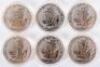 Britannia, six 1oz Silver coins, 2020 - 2
