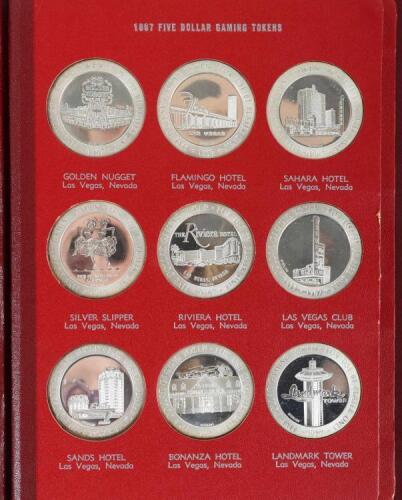 Folder of Nevada silver proof gaming tokens, by Franklin Mint, 36 tokens