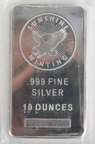 Sunshine Mining .999 Fine Silver 10 Ounces bar
