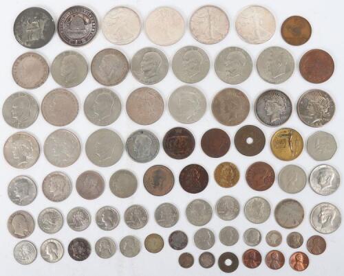 A selection of coins including four USA 1oz silver coins, various Morgan Dollars 4x1922, 2x1926 and 1927