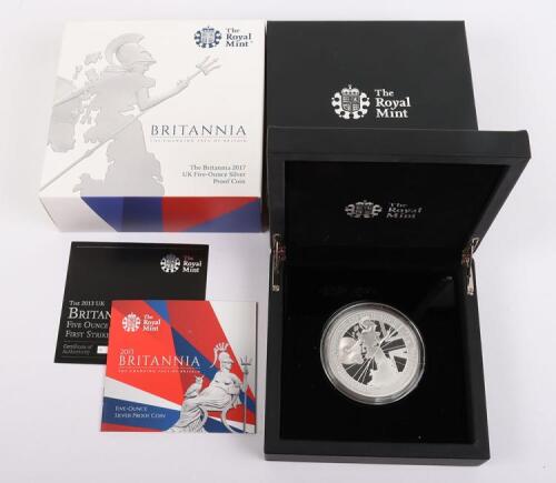 UK, Elizabeth II, 2013 Britannia 5oz Silver First Strike