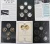 Commemorative sets including 22ct Battle of Atlantic Half Sovereign (3.99g), and 9ct WWI Centenery (10g), with four (.999) silver coins - 2