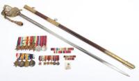WW1 and WW2 Family Medals, Paperwork and Royal Navy Officers Sword of Petty Officer Humphries HMS Royal Sovereign and Lieutenant R Humphries HMS Vanguard