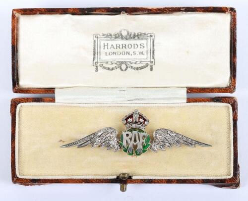 1930&rsquo;s 18ct Gold, Platinum and Diamond Royal Air Force Sweetheart Brooch Retailed by Harrods, London