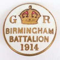 WW1 1914 Birmingham Battalion Enamel Lapel Badge