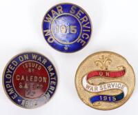 3x WW1 On War Service Enamel Badges