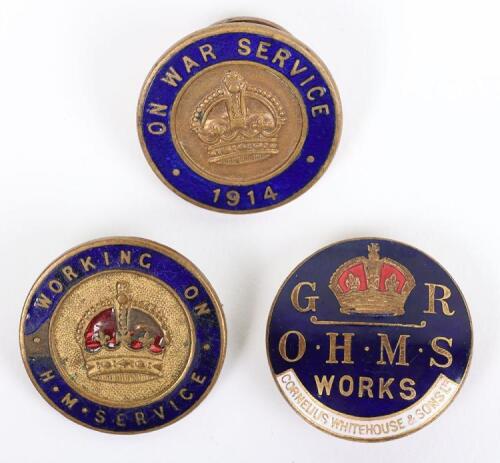 3x WW1 Period On War Service Lapel Badges