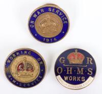 3x WW1 Period On War Service Lapel Badges