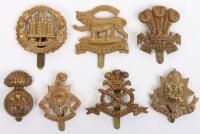 7x WW1 All Brass War Economy Cap Badges