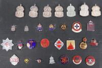 Board of WW2 British Home Front Enamel Lapel Badges