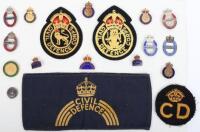 Board of WW2 British Home Front / Civil Defence Badges and Insignia