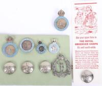 Grouping of Royal Observer Corps Badges