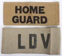 WW2 British Land Defence Volunteers (L.D.V) and Home Guard Arm Brassards